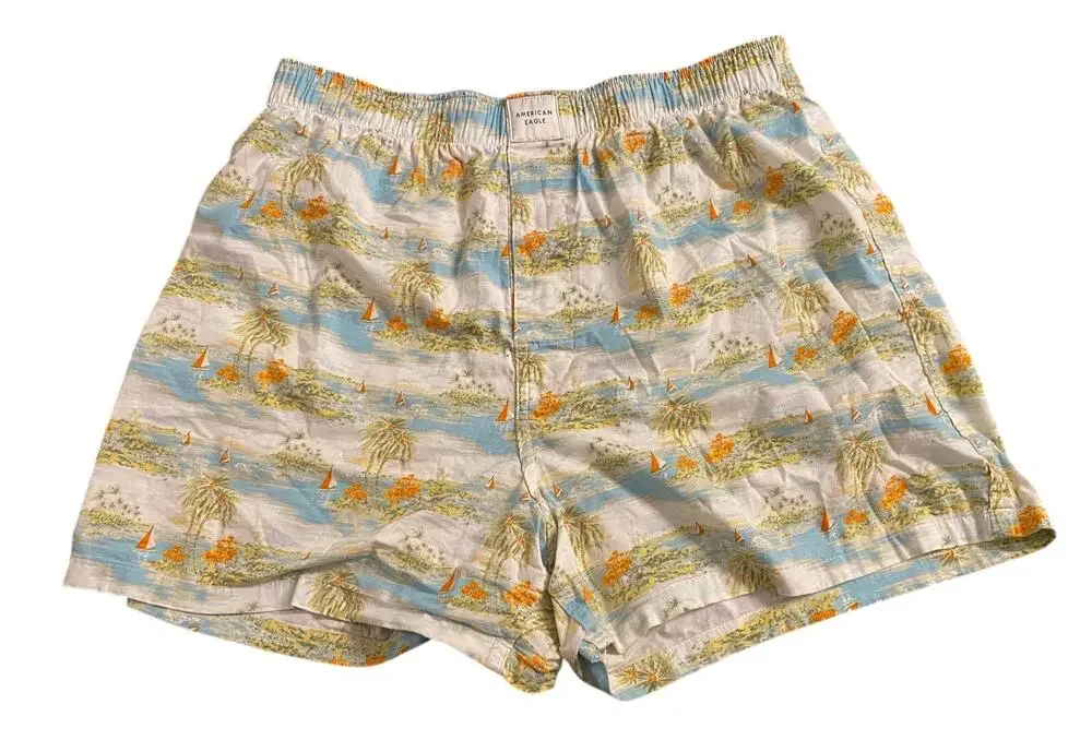 American Eagle Tropical Island Print Knit Boxers Men’s M 32-34 Lounge Shorts